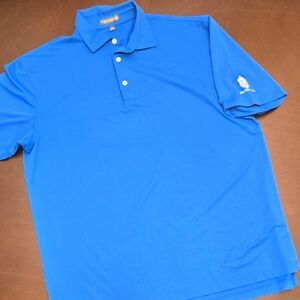 PETER MILLAR Summer Comfort Men's L Blue Polo Golf Shirt Logo